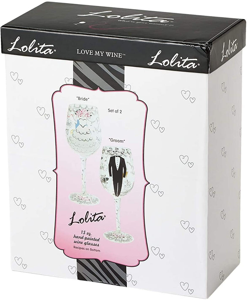 BRIDE & GROOM WINE GLASSES- LOLITA – Cardsmart & Gift