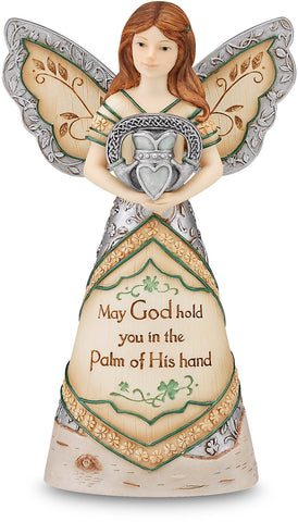 Irish Blessing - 6" Angel Holding Claddagh